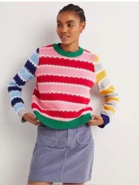 Boden Rainbow Multicolor Striped Jumper Sweater - Pink, Red & Green Pride Size 6